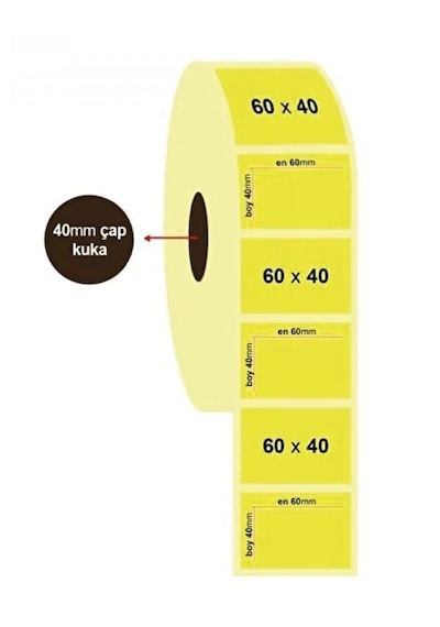 Şeylişeyler Sarı Eczane Etiketi 60 40 Mm 1000 Sarım 1 Rulo