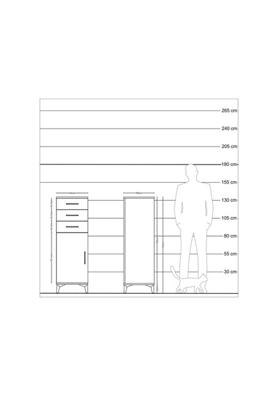 Kronos Dolap 2 Raflı 3 Çekmeceli Tek Kapaklı 44x59x134 Çam-aytaşı Atlas Çam