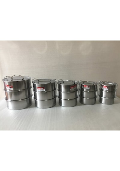 3 Lü Sefer Tası - 5 Numara - Krom Çelik - En Büyük Boy Çok Renkli