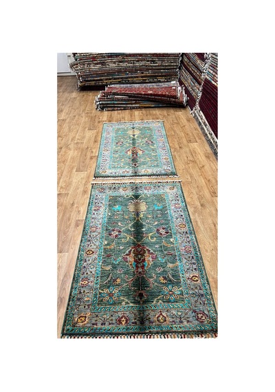 El Dokuma Afghan Halısı Yeşil