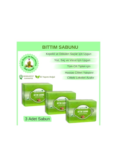 Organicsun Doğal Bıttım Sabunu 3 x 140 G