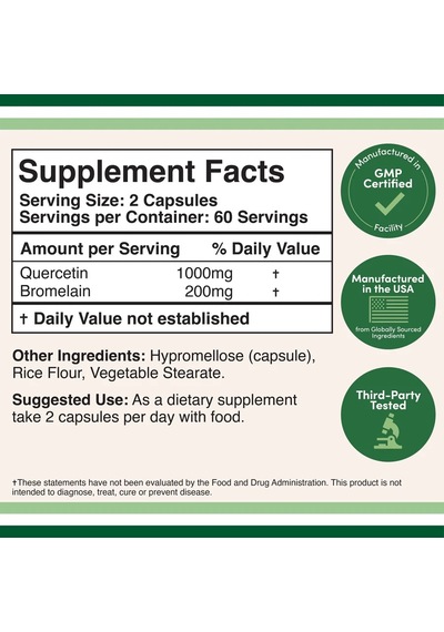 Quercetin With Bromelain 1200 Mg 120 Capsul