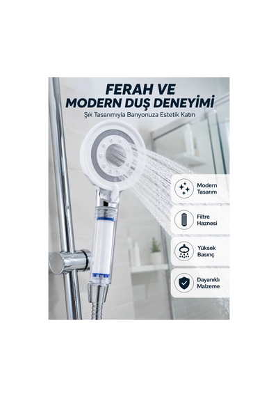 Mineral Taşlı Filtreli Duş Başlığı Güçlü Su Basınçlı Banyo Başlığı