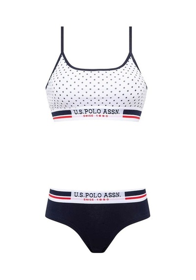 U.S. Polo Assn. Kadın Beyaz Puanlı Büstiyer Şort Takım 66252 Beyaz