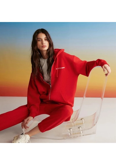 Grimelange Ametıs Kadın Oversize Organik Pamuklu Metal Fermuarlı Kapüşonlu Kırmızı Sweatshirt Grimelange Ametıs Kadın Oversize Organik Pamuklu Metal Fermuarlı Kapüşonlu Kırmızı Sweatshirt