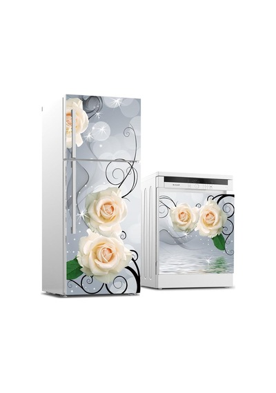 Buzdolabı Ve Bulaşık Makinası Beyaz Eşya Sticker Kaplama 3D Bej G (508104287)
