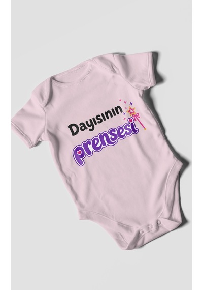 Morivokids Dayısının Prensesi Kısa Kollu Bebek Body %100 Pamuk Bebe Pembe