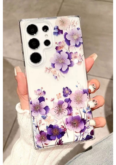 Samsung Galaxy Uyumlu S23 Ultra Kılıf Solmayan Imd Baskı Desenli, Şeffaf Tpu+pc Botanik Kapak