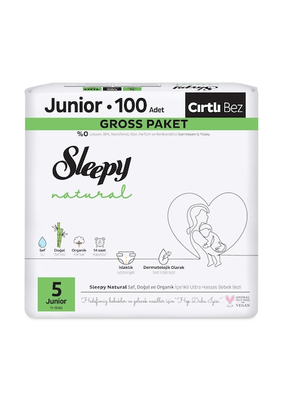 Sleepy Natural Gross Paket Bebek Bezi 5 Numara Junior 100 Adet