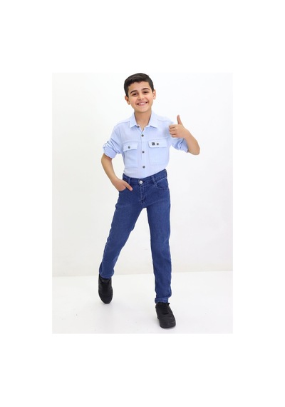 Gzt Tekstil Erkek Çocuk Pantalon Likralı Kot Jeans Pantolon 6-12 Yaş Koyu Mavi