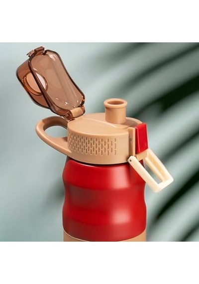 Cooker 1393-3 Paslanmaz Çelik Sızdırmaz Çift Katmanlı Yalıtımlı Çay Kahve Termosu Kırmızı 350 Ml Açık Beyaz