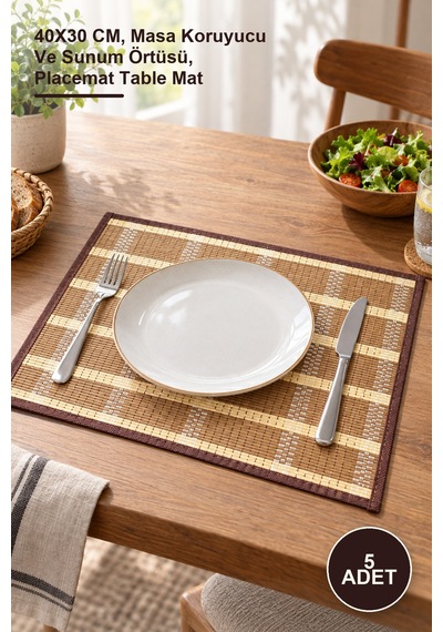 5 Adet Amerikan Servisi 40x30 Cm, Masa Koruyucu Ve Sunum Örtüsü, Placemat Table Mat Diğer