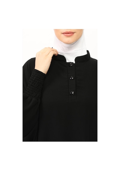 Altobeh Sultanbaş Nikaplı Çarşaf Cilbab Khimar Abaya Kolu Lastikli Hakim Yaka Peçeli Ferace Medine İpek Siyah S-m Siyah