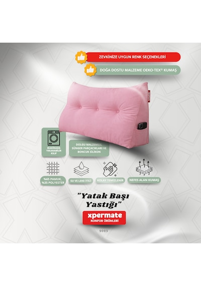 Yatak Başı Yastığı Sırt Ve Bel Destek Yastığı 160 Cm Pembe