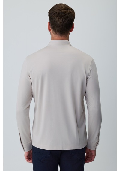 Morven Erkek Taş Polo Yaka Rayon Sweatshirt 27ks063002870 Taş