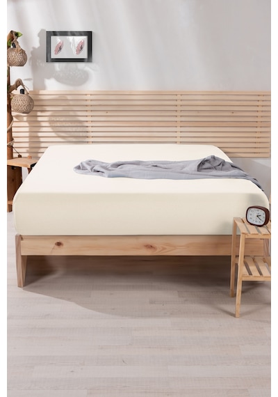 Nordqueen %100 Pamuk 160x200 Çift Kişilik Lastikli Çarşaf Ekru