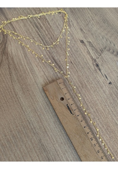 Choker Ve Y Kolye 2 Si 1 Arada Yıldızlı Gümüş Kolye Rose Gold