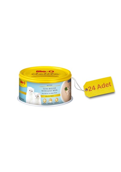 Me-O Delite Ton Balık ve Keçi Sütü Tahılsız Konserve Yavru Kedi Maması 24 x 80 G
