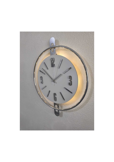 Pey Aksesuar 50x70 Cm Metal Ahşap Ve Işığın Muhteşem Uyumu Duvar Saati Dekoratif Ahşap-m54-kromgrı-beyaz-siyah-gold