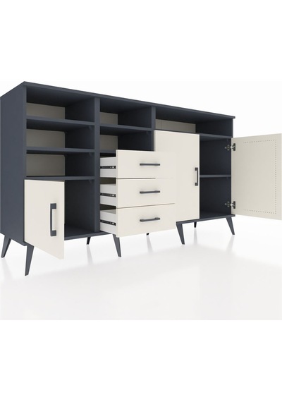 Hyperion Konsol 7 Raflı 3 Çekmeceli 3 Kapaklı 176x44x99 Antrasit- Antrasit-aytaşı Hyperion Konsol 7 Raflı 3 Çekmeceli 3 Kapaklı 176x44x99 Antrasit- Antrasit-aytaşı