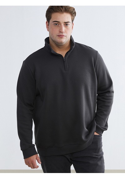 Lcwaıkıkı Classic Antrasit Büyük Beden Dik Yaka Erkek Sweatshirt