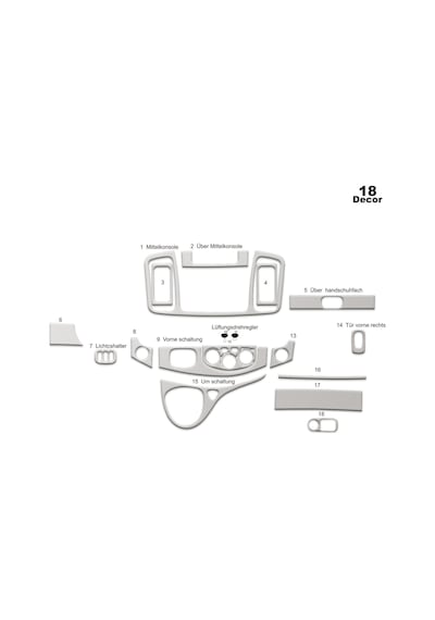 Opel Vivaro - Traffic Torpido Kaplama 2007-201 18 Parça Alüminyum