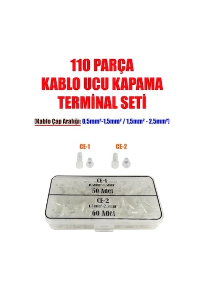 110 Parça Kablo Ucu Kapama Terminal Seti (Tam Izoleli)