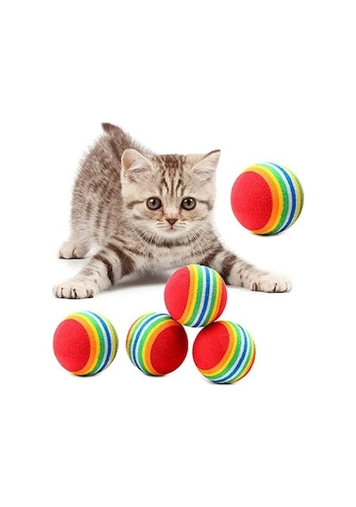 Adipa Dr 2 Adet Gökkuşağı Renkli Kedi Köpek Oyun Topu 4,2 Cm