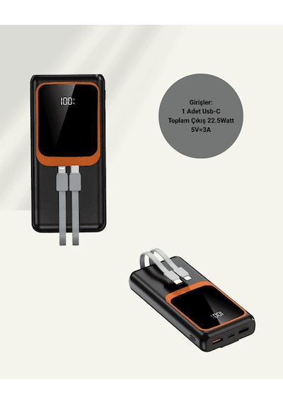 Taşınabilir Şarj Cihazı 20000 Mah 22.5w Hızlı Şarj Dijital Ekran Kablolu Çok Renkli 46349368