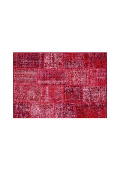 El Dokuması Patchwork Vintage Yün-pamuk Kırmızı Halı 35840 161 X 230 Cm