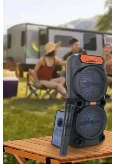 6.5 İnc 30 W Karaoke Mikrofon Çift Hoparlör Bluetooth Rgb Işıklı Taşınabilir Kablosuz Speaker Mikrofonlu Gts-1880 Siyah - 888166129