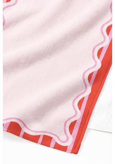 Pembe Çizgili Modern Plaj Havlusu - Kırmızı Dalgalı Çerçeveli Akdeniz Hızlı Kuruyan Mikrofiber Havlu Köpük Yasemin Pembe Çizgili Modern Plaj Havlusu - Kırmızı Dalgalı Çerçeveli Akdeniz Hızlı Kuruyan Mikrofiber Havlu Köpük Yasemin