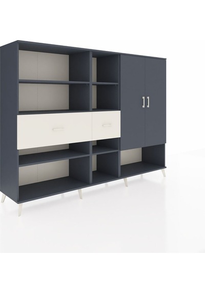 Hyperion Dolap 10 Raflı 2 Çekmeceli 2 Kapaklı 220x44x163 Antrasit Antrasit-antrasit/aytaşı