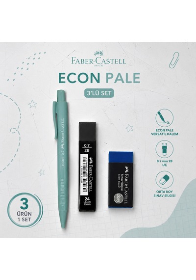 Faber-castell Econ Pale 0,7 Yeşil Versatil Kalem+0,7 Uç+orta Boy Sınav Silgisi