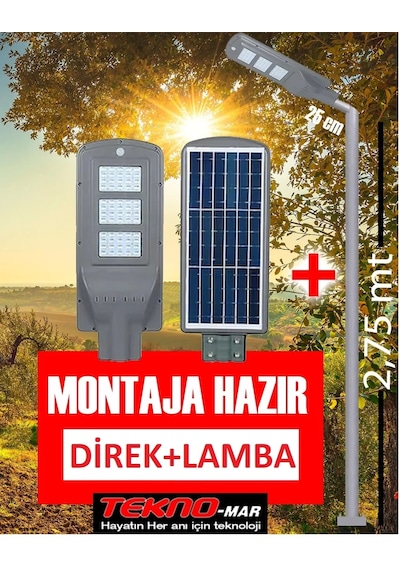 60W Solar Sokak Lambasi + 3M. Lamba Direği