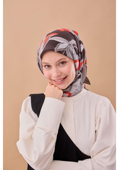 Silk Home Olinda İpek Eşarp 47003-01 Soluk Siyah, Kırmızı, Gri, Füme, Beyaz