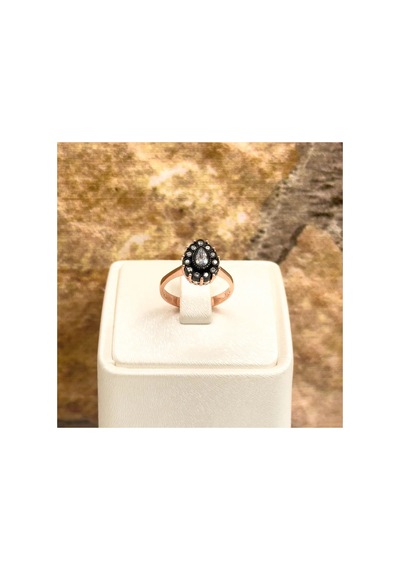 925 Ayar Gümüş Rose Gold Kaplama Elmas Montür Zirkon Taşlı Damla Kadın Takı Seti Gümüş Gümüş