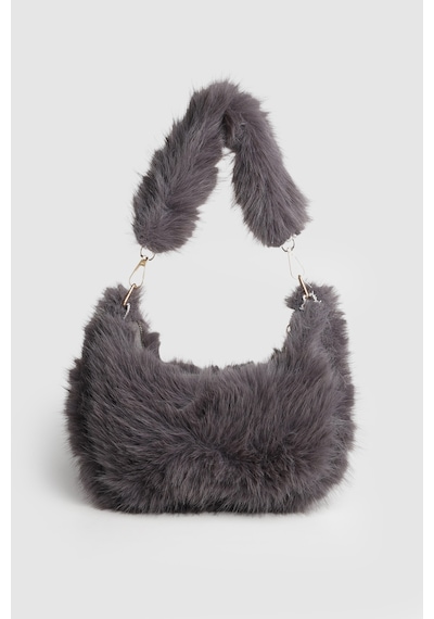 La'Graccio Paris Lagraccio Paris Kadın Lior Peluş Çift Askılı El Ve Çapraz Çanta Peluş Antrasit