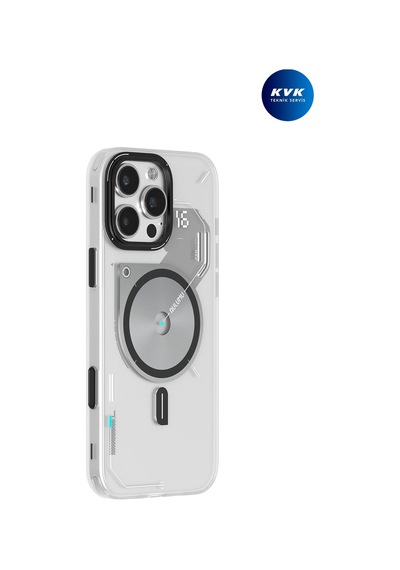 İphone 16 Pro Max Uyumlu Karanlıkta Hafif Parıldayan Magsafe Özellikli A16 Frosted Kılıf Beyaz