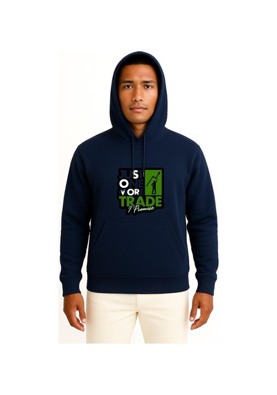 Bahriyeli Collection Kapüşonlu Investor Stock Market Trader Sticker Göğüs Tasarımlı Unisex Sweatshirt Lacivert