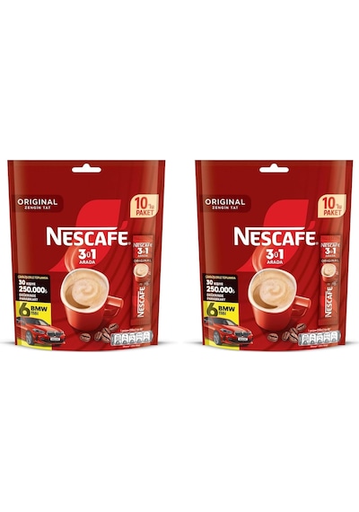 Nescafe 3ü1 Arada Original Granül Kahve 10'lu Paket 2 Adet Granül
