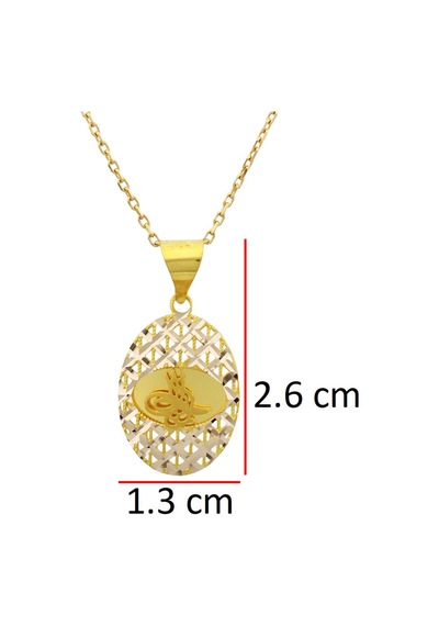 Oval Altın Tuğra Kolye Sarı