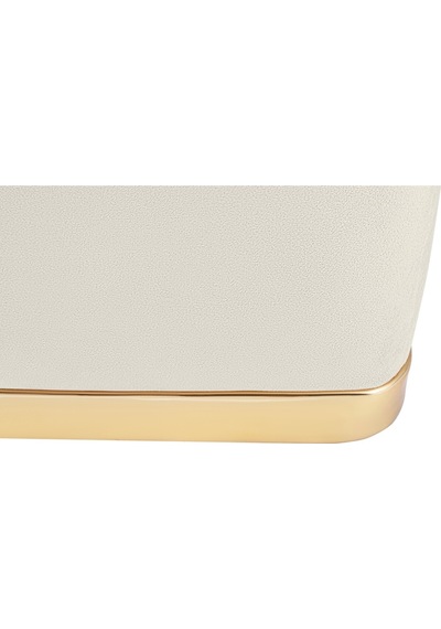 Zengo Gold Twin Line Kare Puf -beyaz Kumaş, Dekoratif Makyaj Masası Pufu-modern Style