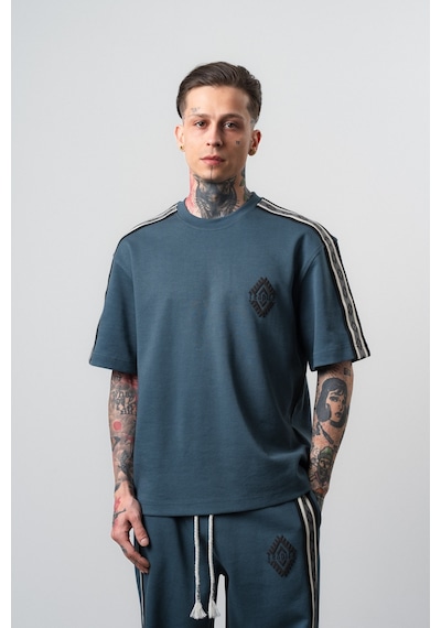 Respire Erkek Şerit Detaylı Regular Fit T-shirt Petrol