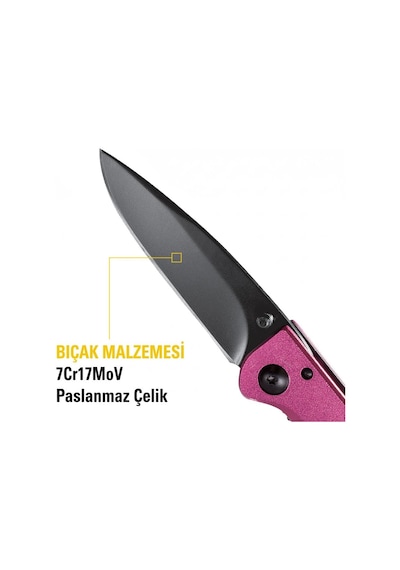 Cat Da980060 Kemer Askı Kancalı Katlanabilir 15cm Paslanmaz Çelik Pembe Kamp Çakısı