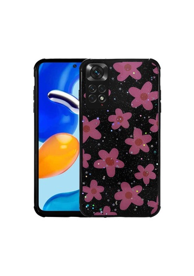 Zore Redmi Note 11s Global Kılıf Simli Desenli Kamera Korumalı Parlak Ogaa Popy Kapak - Çiçek