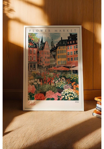 Oslo Norveç Çerçeveli Tablo Seyahat Severlere Salon Ve Ofis İçin Estetik Duvar Dekoru Travel Flower Market