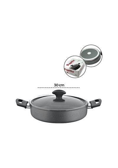 Papilla Fred 30 Cm Basık Granit Tencere - Karnıyarık Cam Kapaklı Brkt-706127- 6'li Paket Diğer