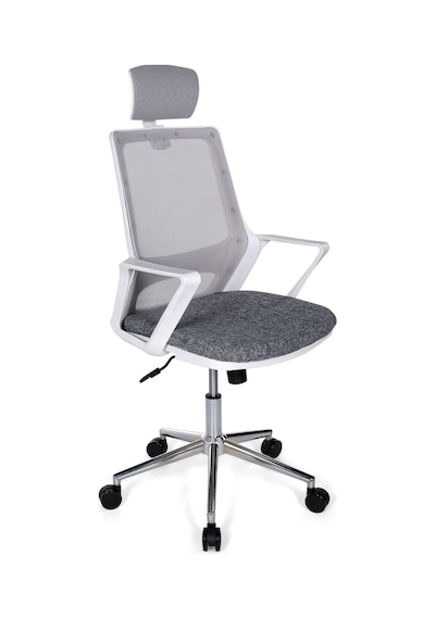 Ofisbazaar Lizz Beyaz Fileli Yönetici Koltuğu Ergonomik Başlıklı Ofis Koltuğu Gri Gri