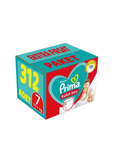 Prima Pampers Külot Bebek Bezi 7 Beden 2Xlarge Ekstra Fırsat Paket 312 Adet 6'lı